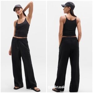 NWT Athleta Retreat Linen High Rise Wide-Leg Pant | Black